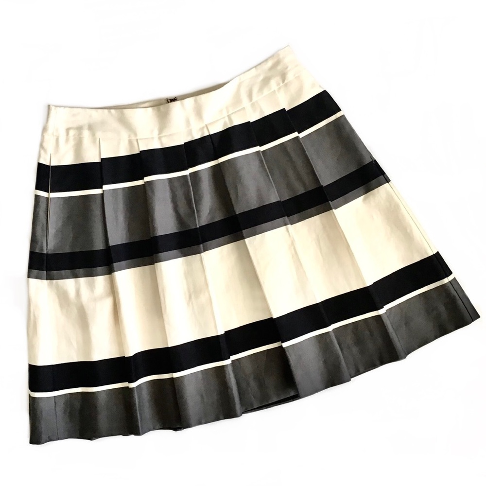 LOFT Horizontal Stripe Pleated Skirt - Sz 4